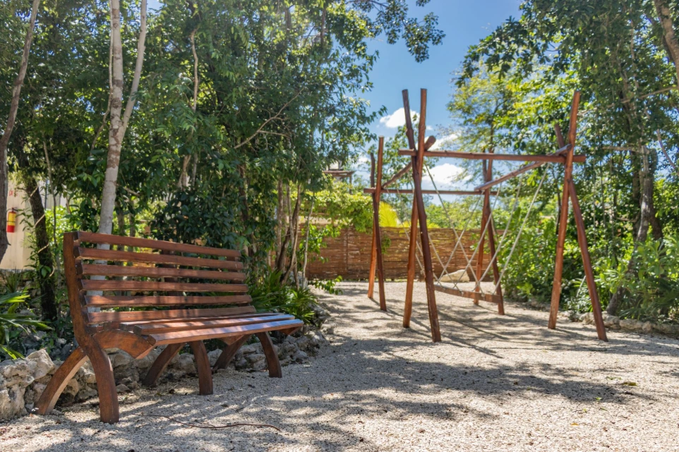 Bench surrounded by nature