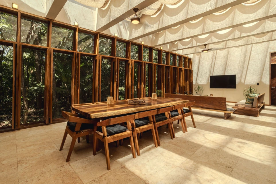 A dining table in a luxury home